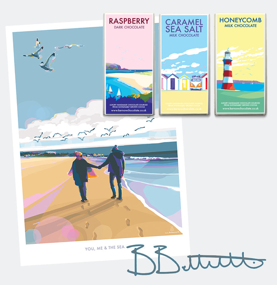 You Me and the Sea Vintage Poster Print