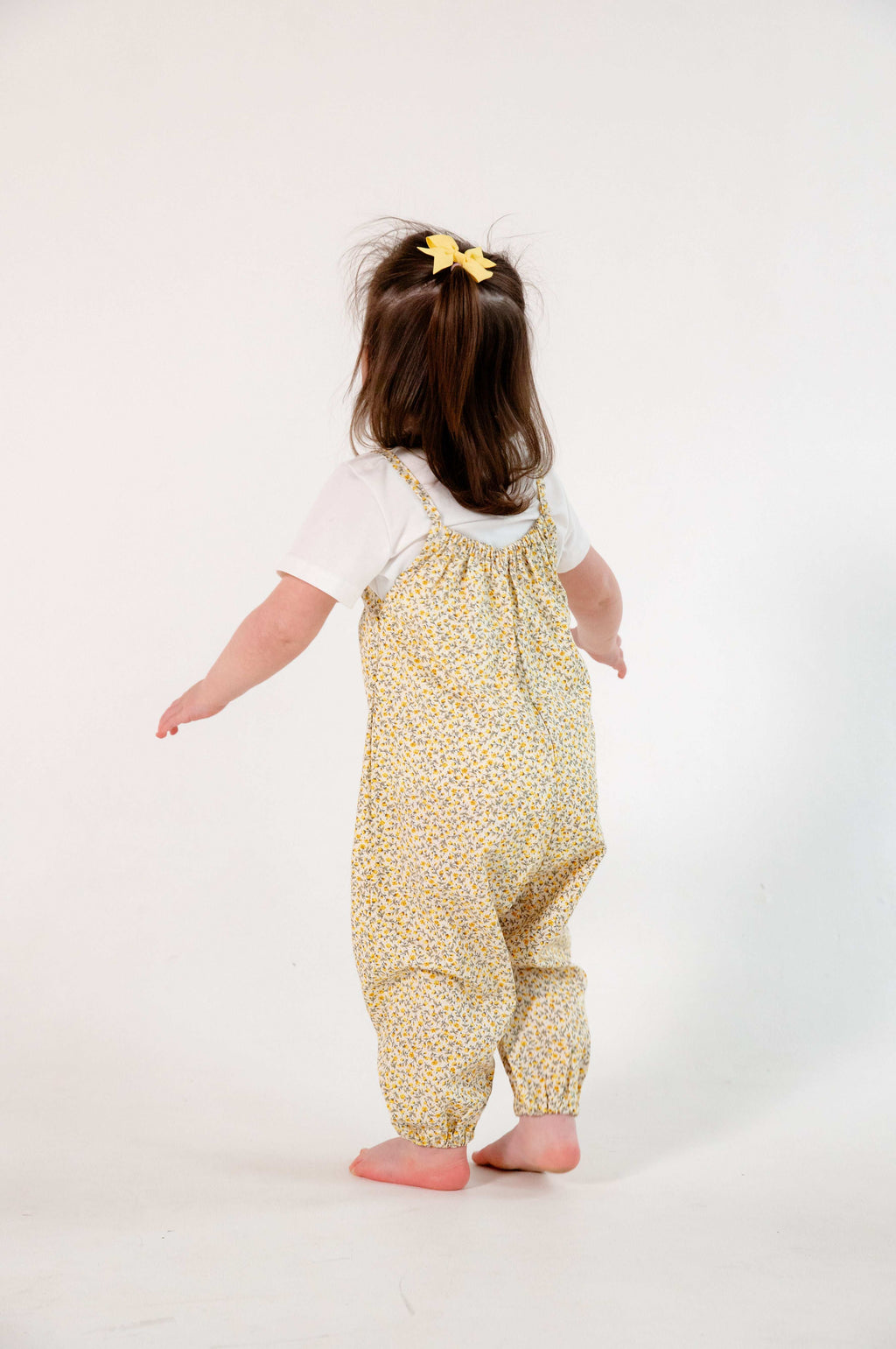 Yellow Floral Cotton Romper for Kids