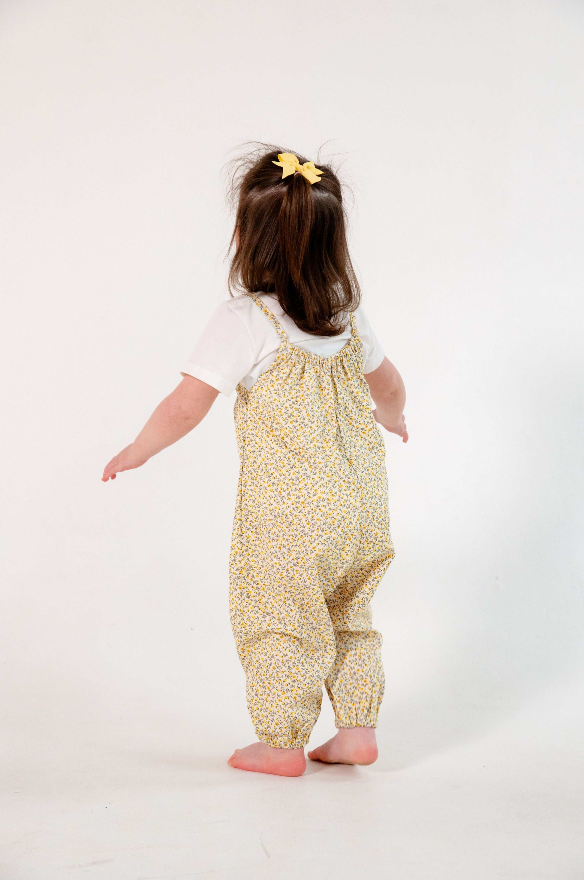 Yellow Floral Cotton Romper for Kids