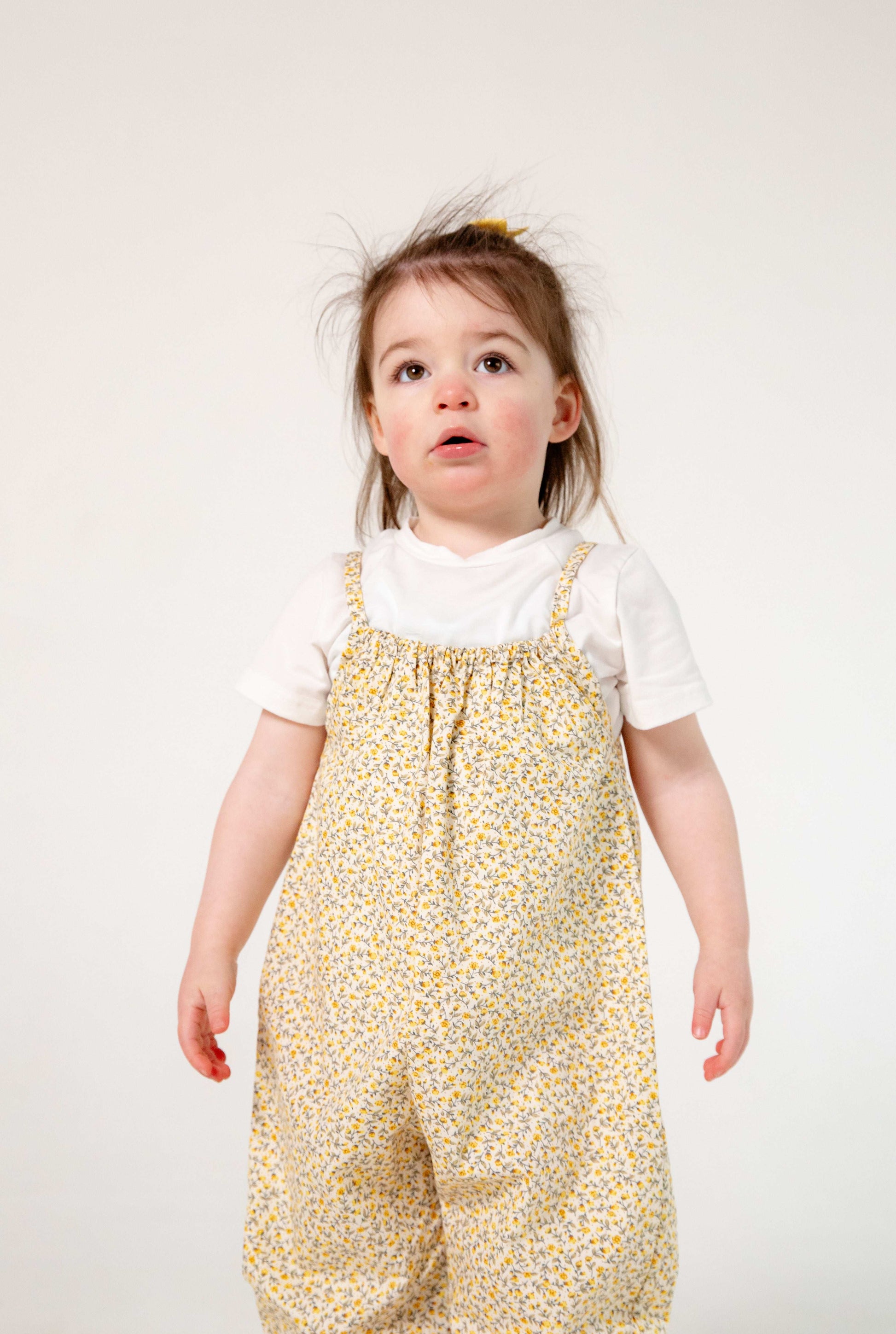 Yellow Floral Cotton Romper for Kids