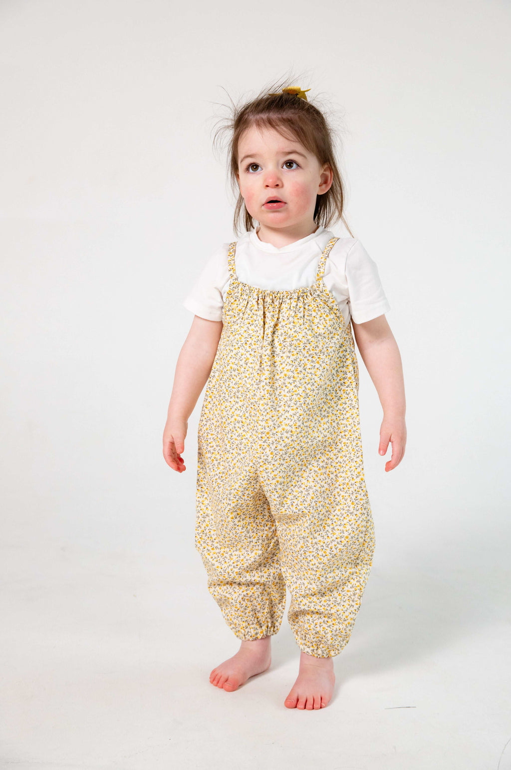 Yellow Floral Cotton Romper for Kids