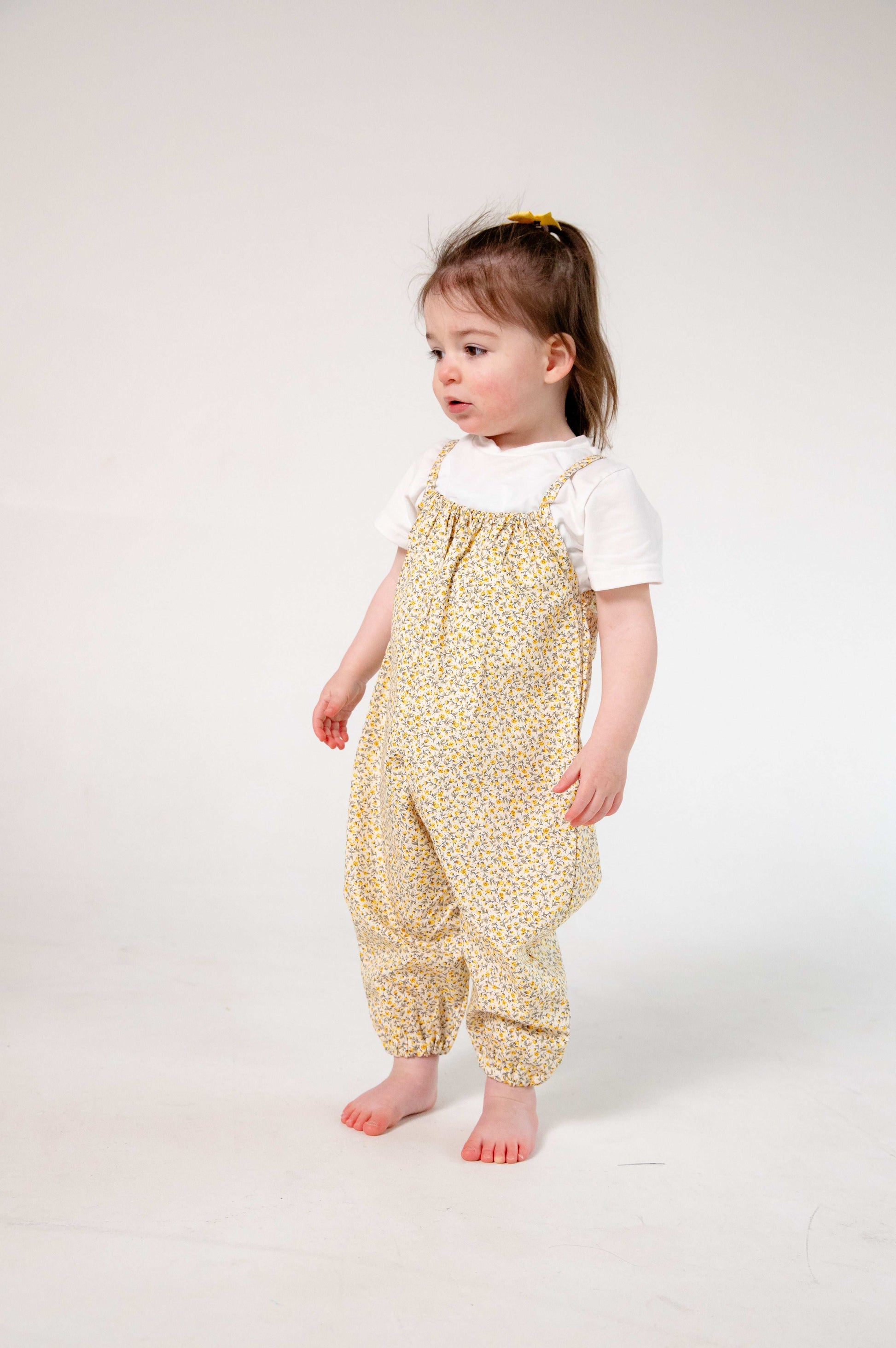 Yellow Floral Cotton Romper for Kids