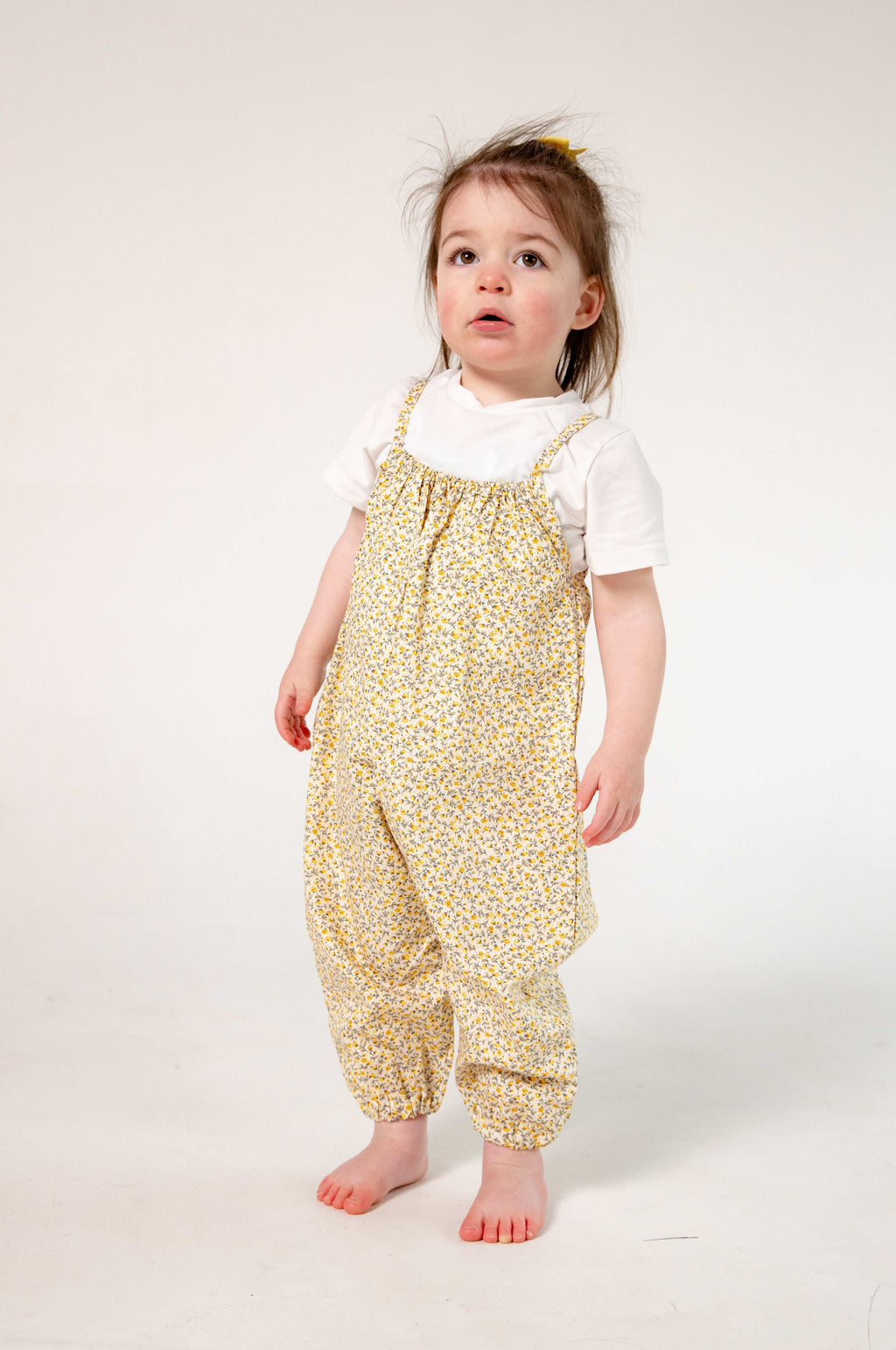 Yellow Floral Cotton Romper for Kids