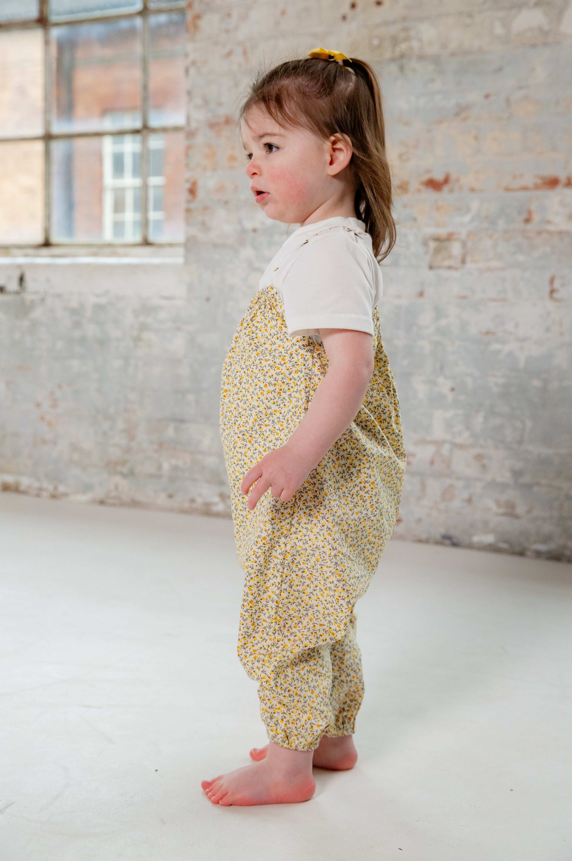 Yellow Floral Cotton Romper for Kids