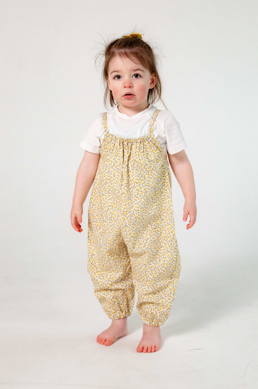 Yellow Floral Cotton Romper for Kids