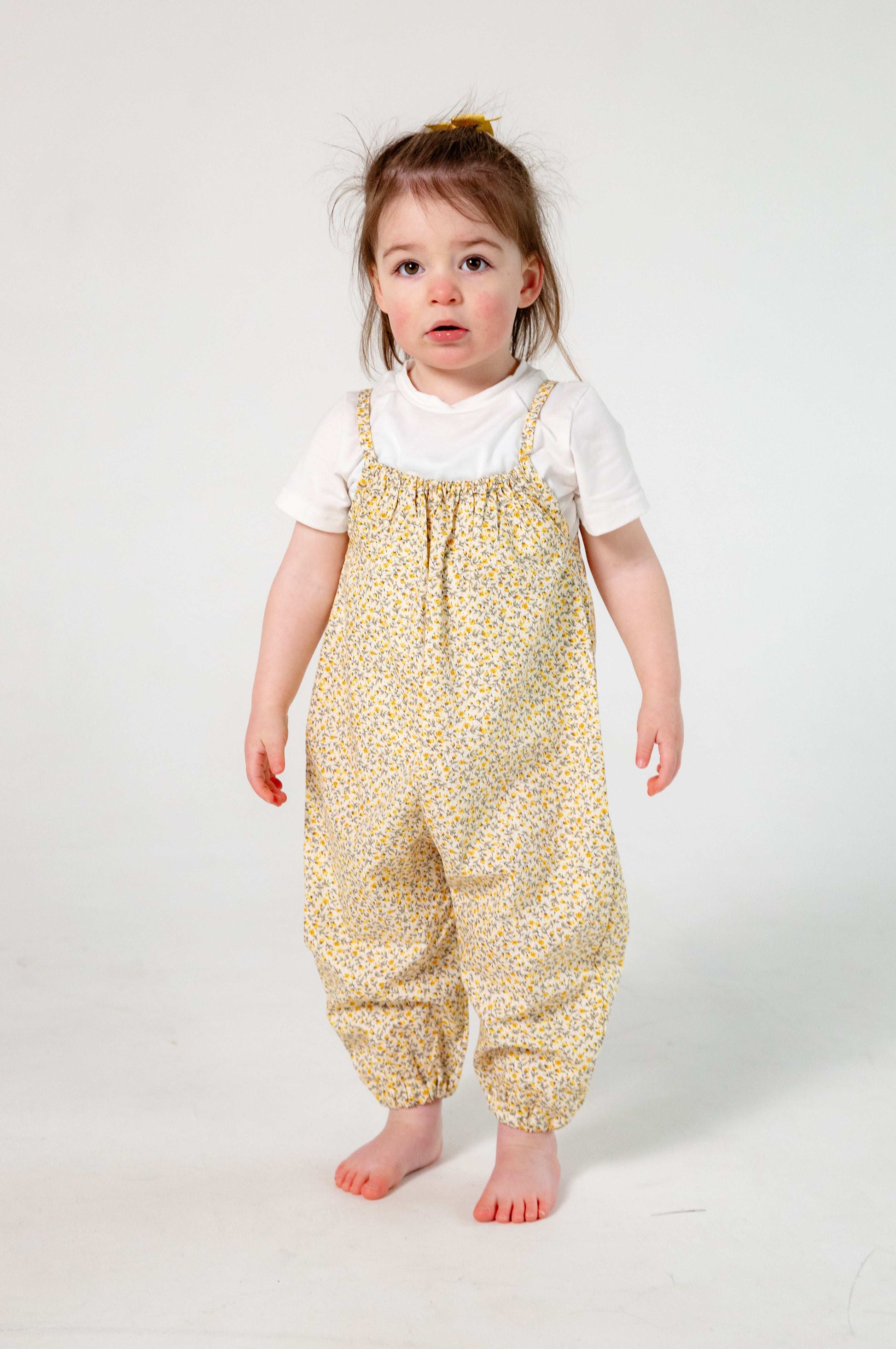 Yellow Floral Cotton Romper for Kids