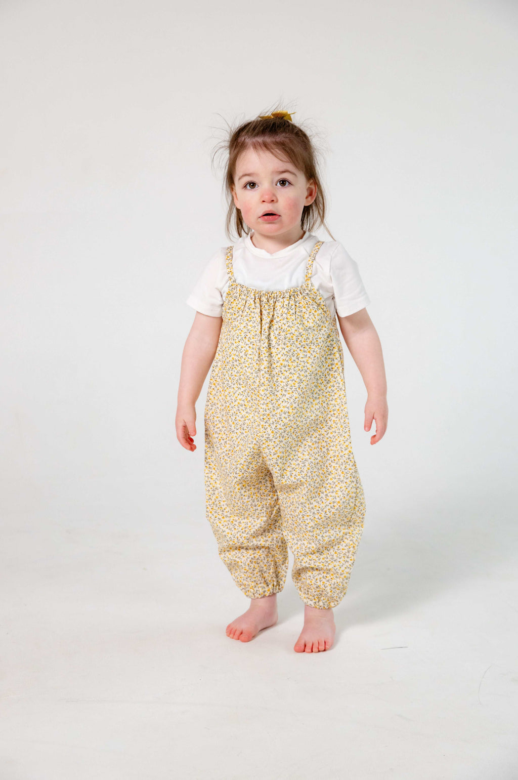 Yellow Floral Cotton Romper for Kids