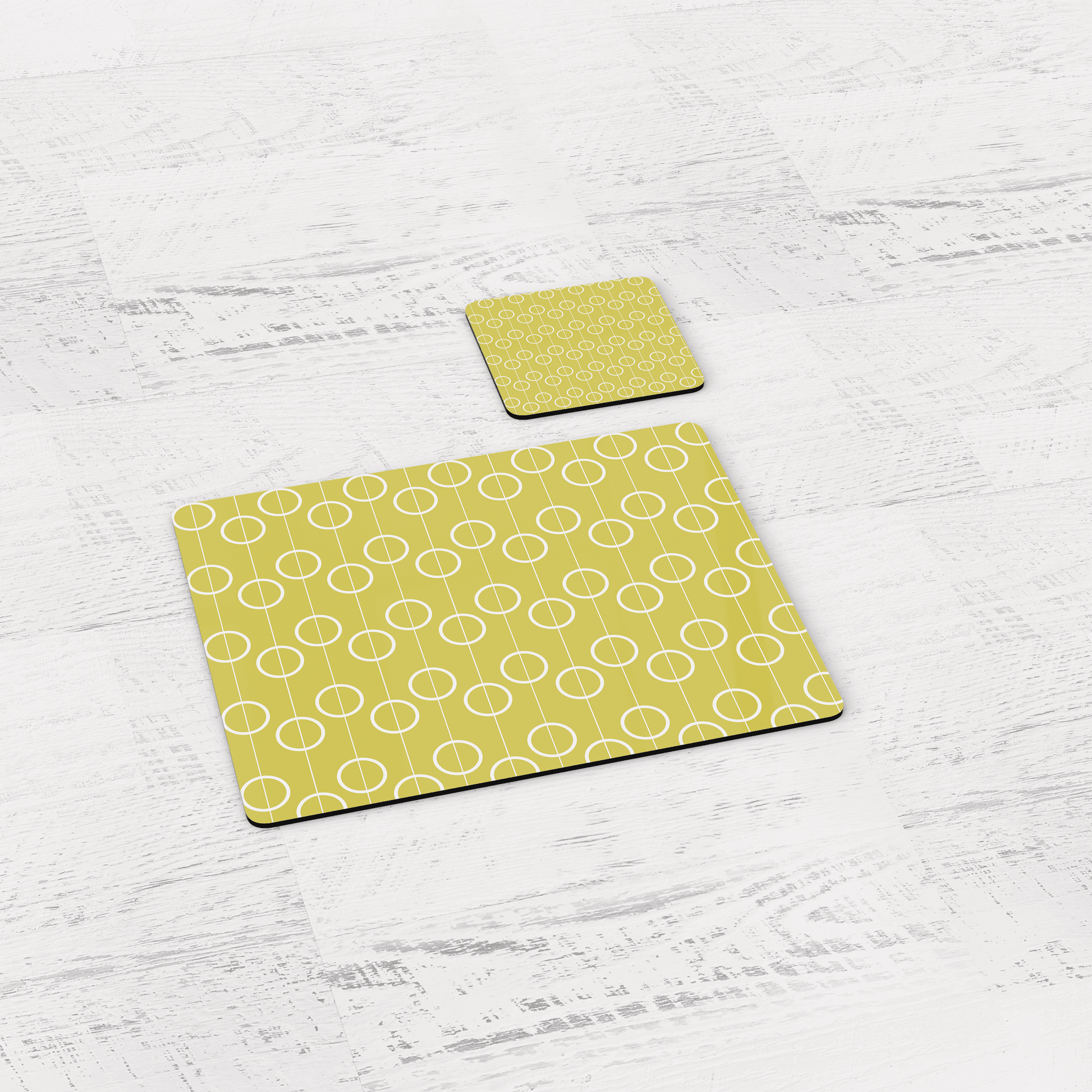 Yellow Retro Geometric Circles Placemats, Set of 4 or Set of 6