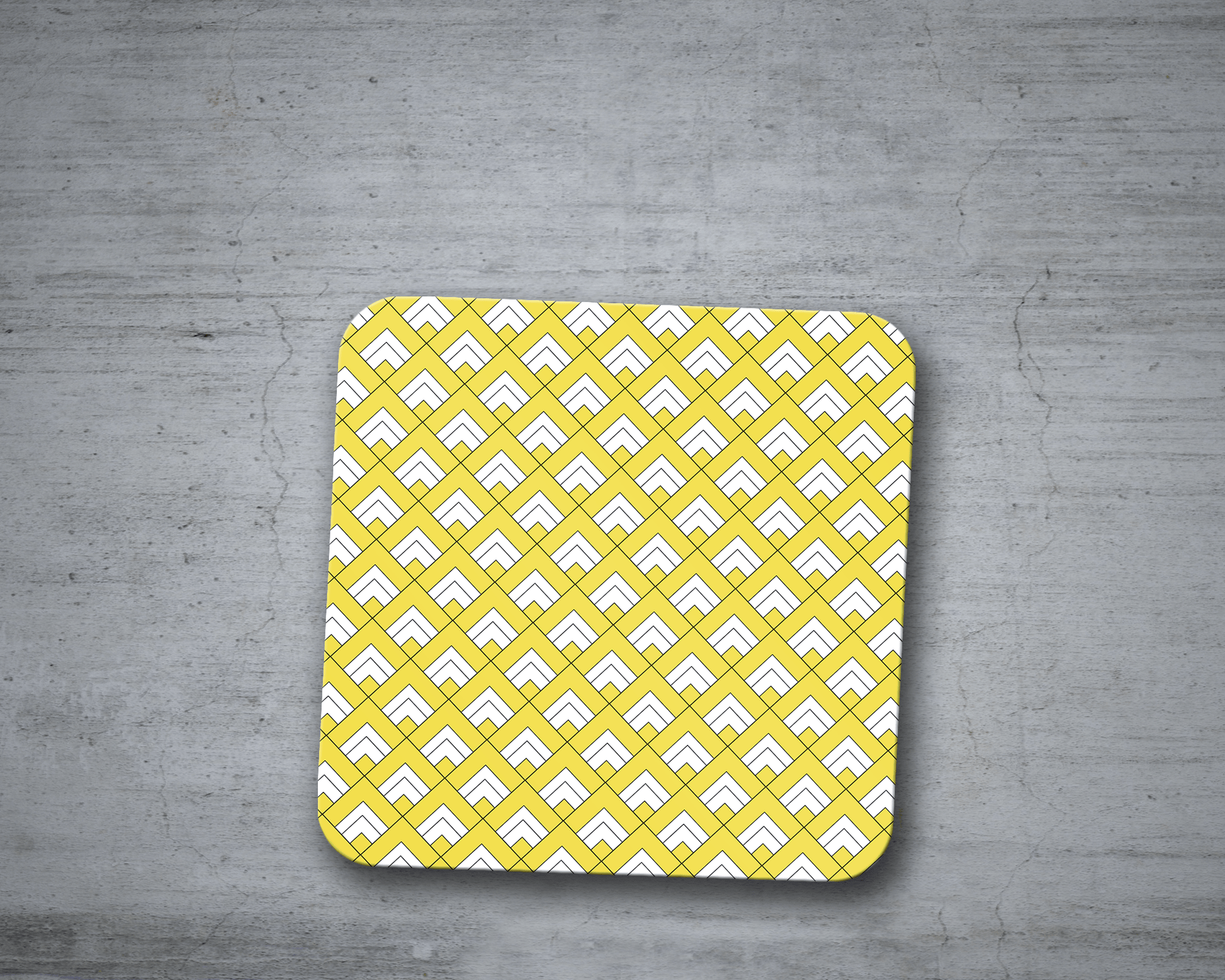 Yellow and White Geometric Tiles Coasters Set of 4