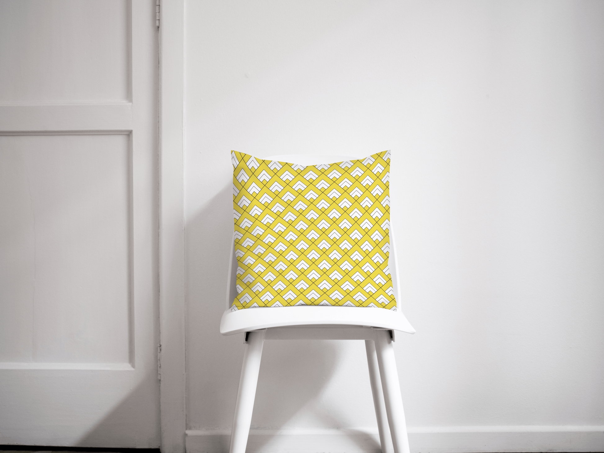 Yellow and White Geometric Tiles Throw Pillow Cover