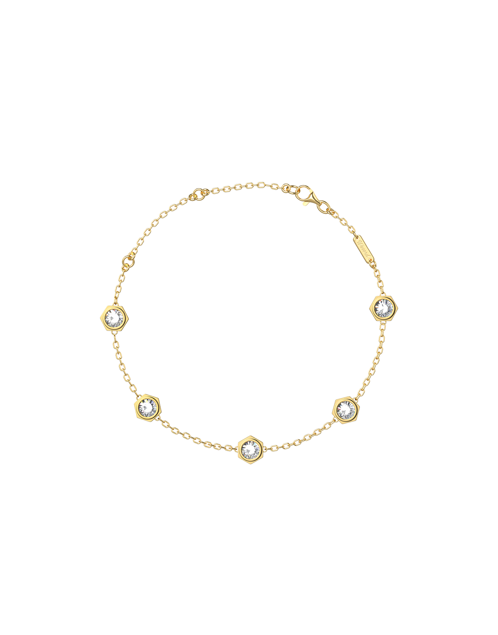 Unity Bracelet with 5 Motifs in Sterling Silver and Gold