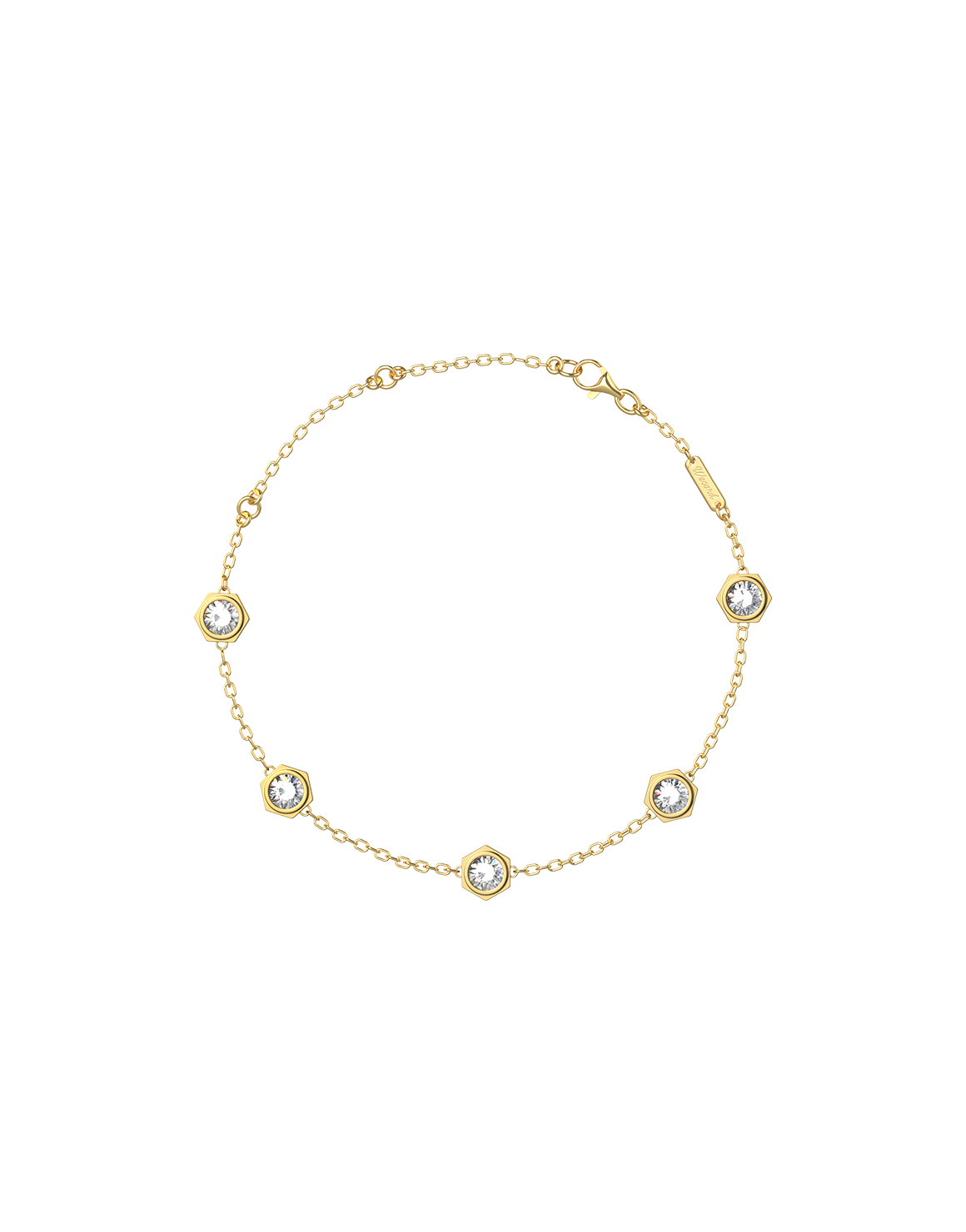 Unity Bracelet with 5 Motifs in Sterling Silver and Gold