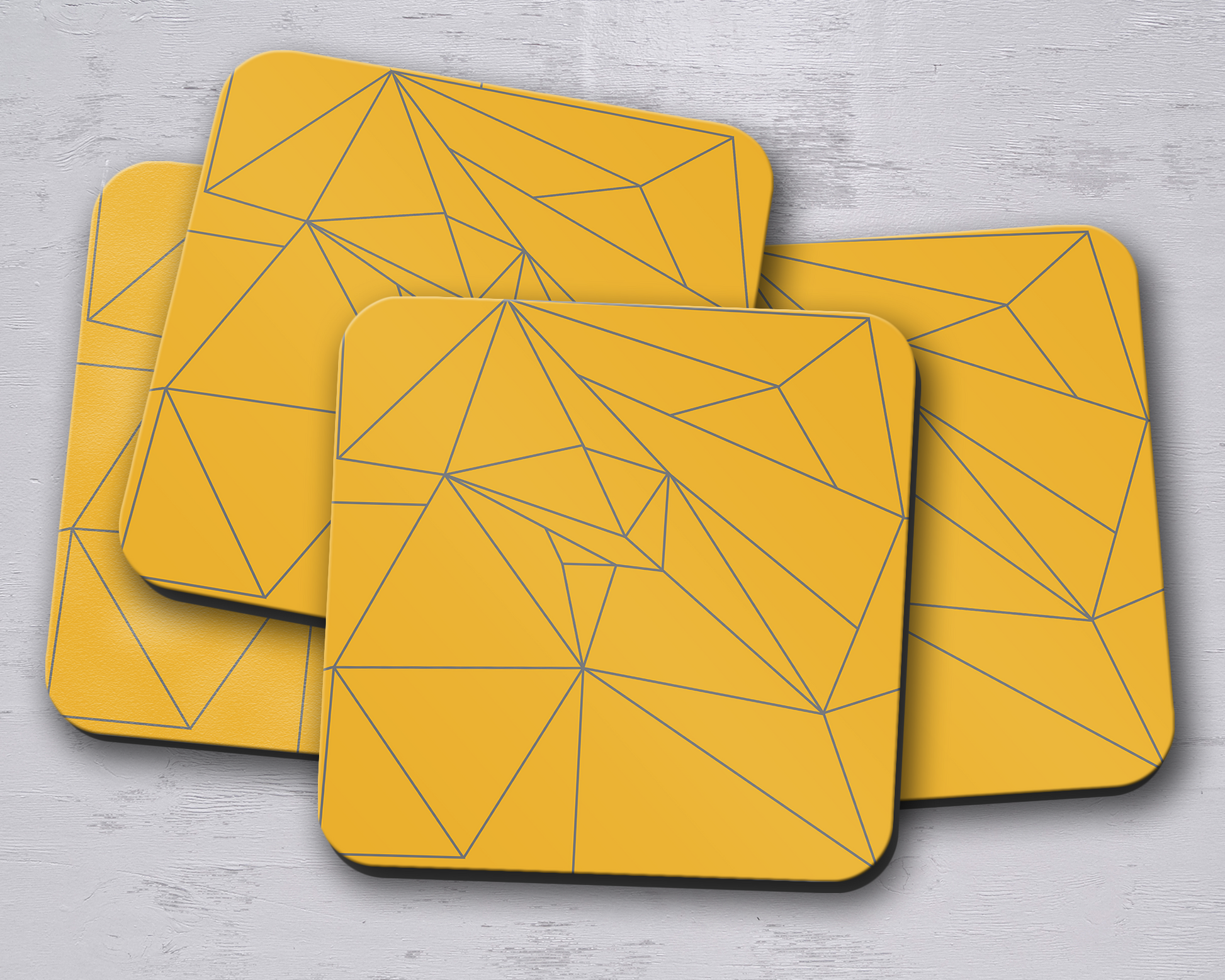 Yellow and Grey Lines Contemporary Coasters