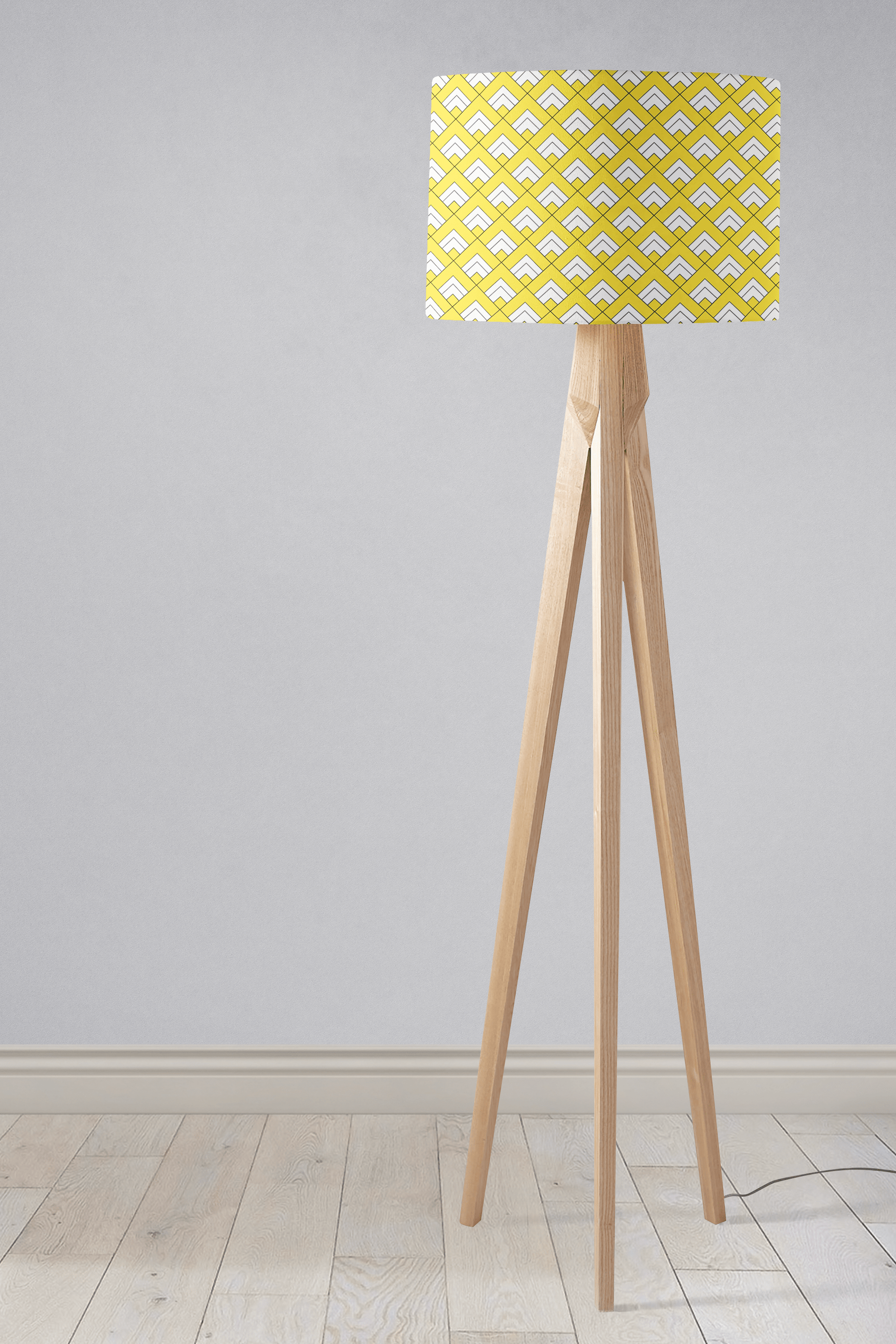 Yellow and White Geometric Tiles Lampshade for Table or Ceiling