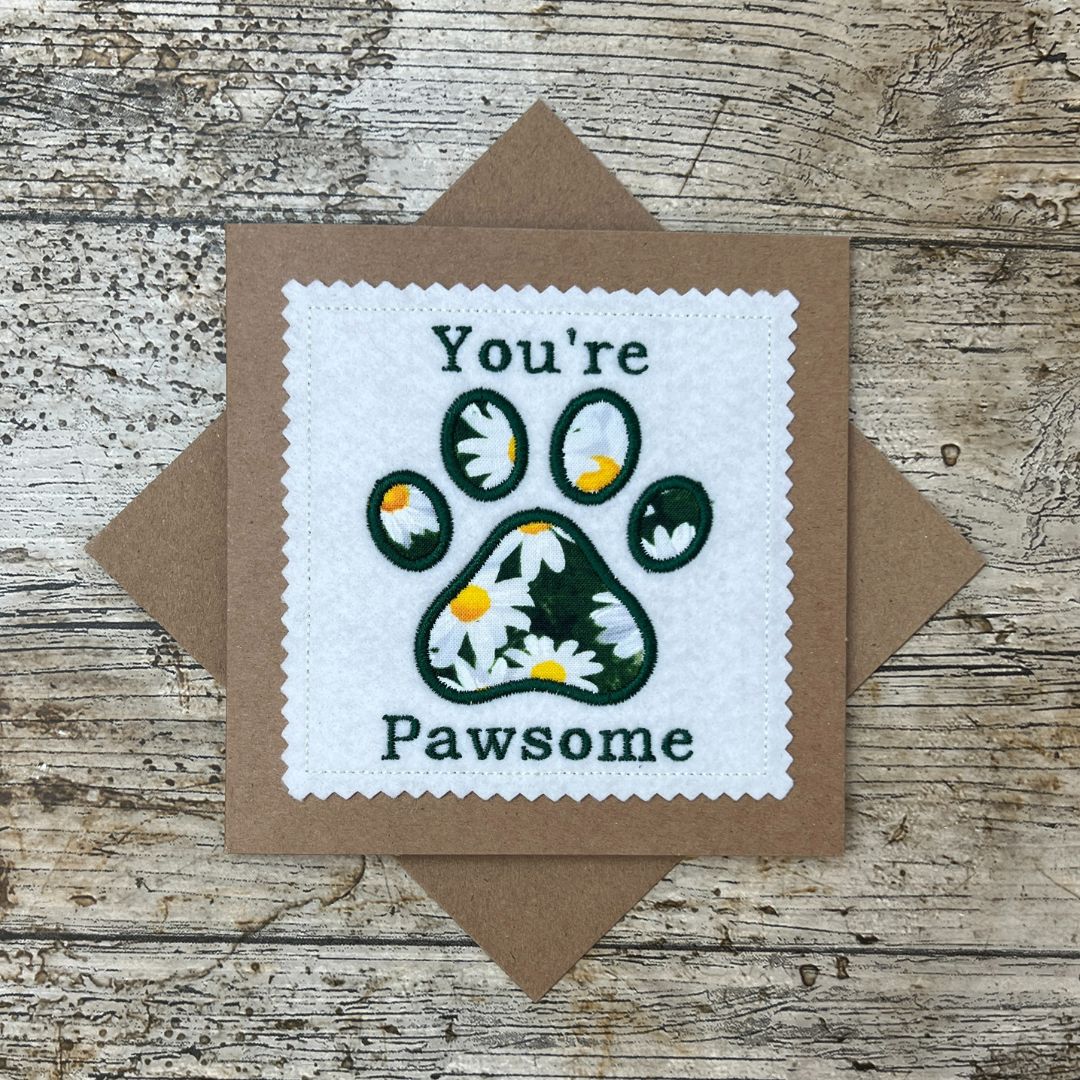 You're Pawsome Applique Pawprint Card