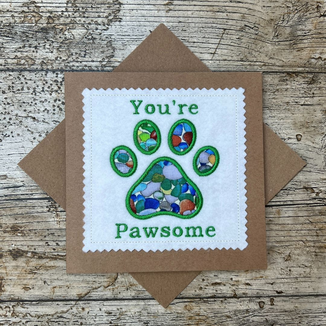 You're Pawsome Applique Pawprint Card