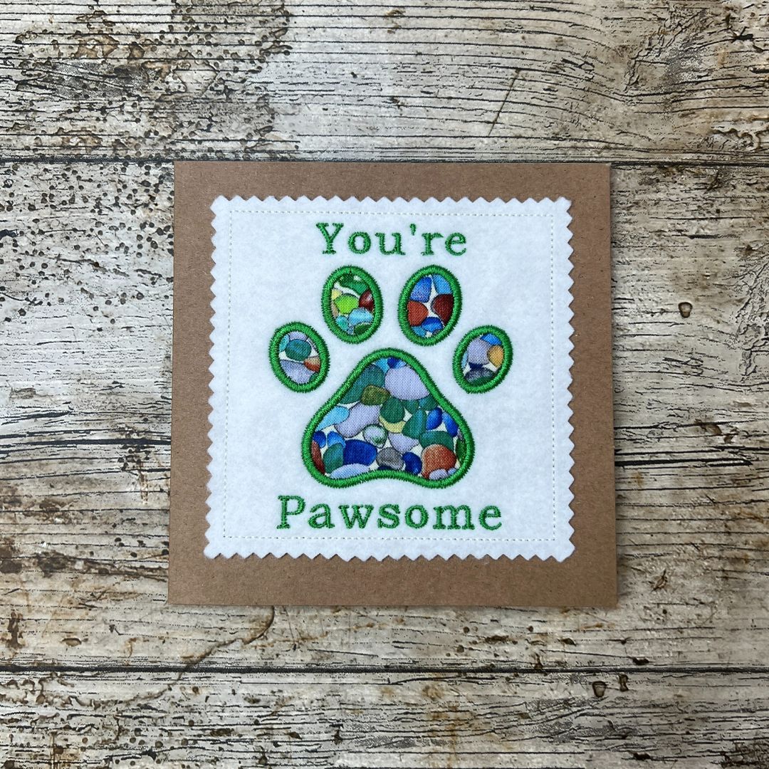 You're Pawsome Applique Pawprint Card