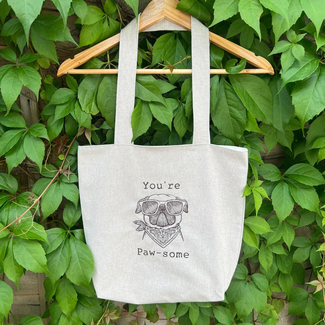 Pawsome Tote Bag with Embroidered Design