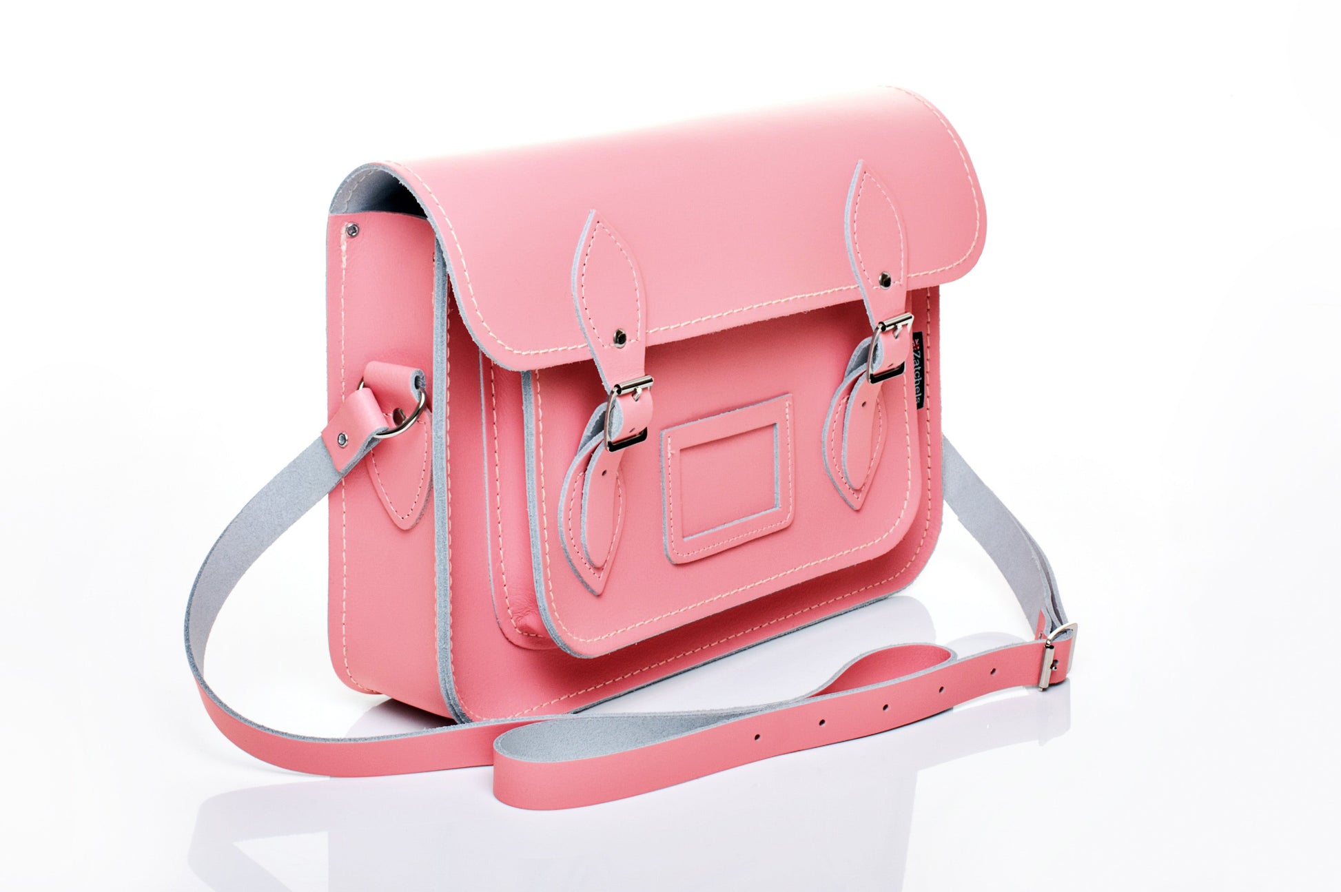 Handmade Leather Satchel in Pastel Pink