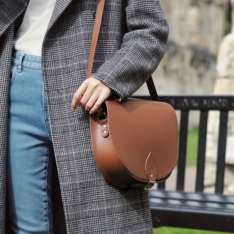 Handmade Leather Saddle Bag in Chestnut