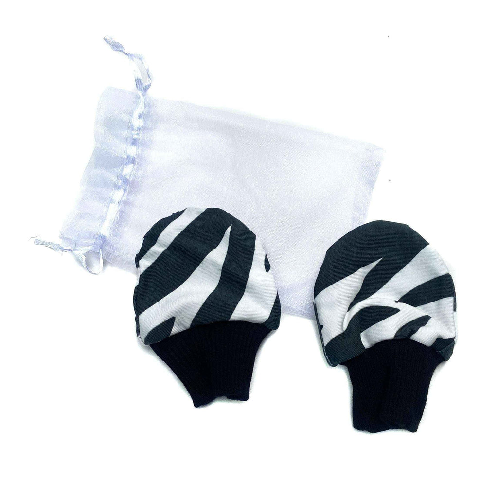 Zebra Print Baby Mittens for Newborns and Infants