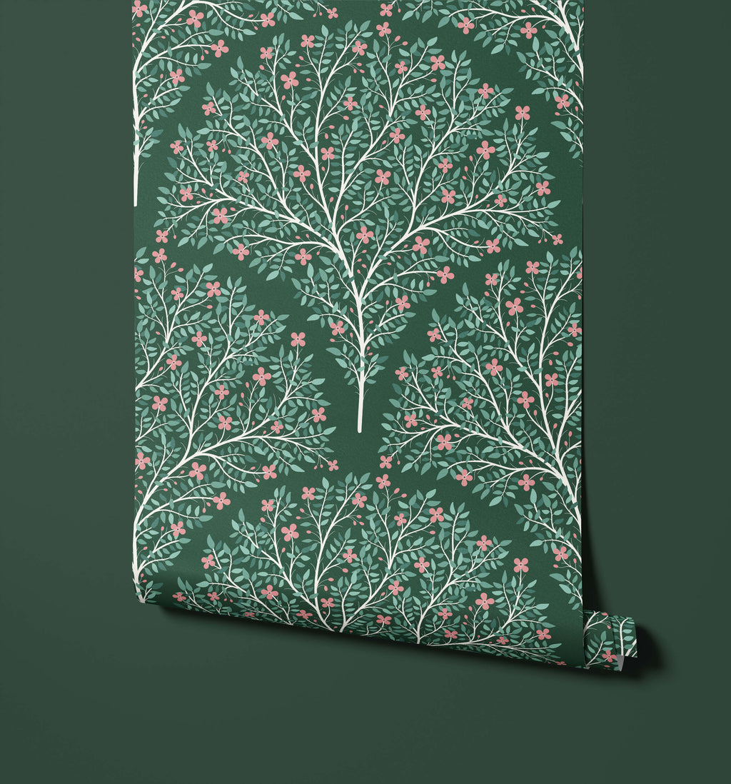 Red Flower Green Leaf Wallpaper