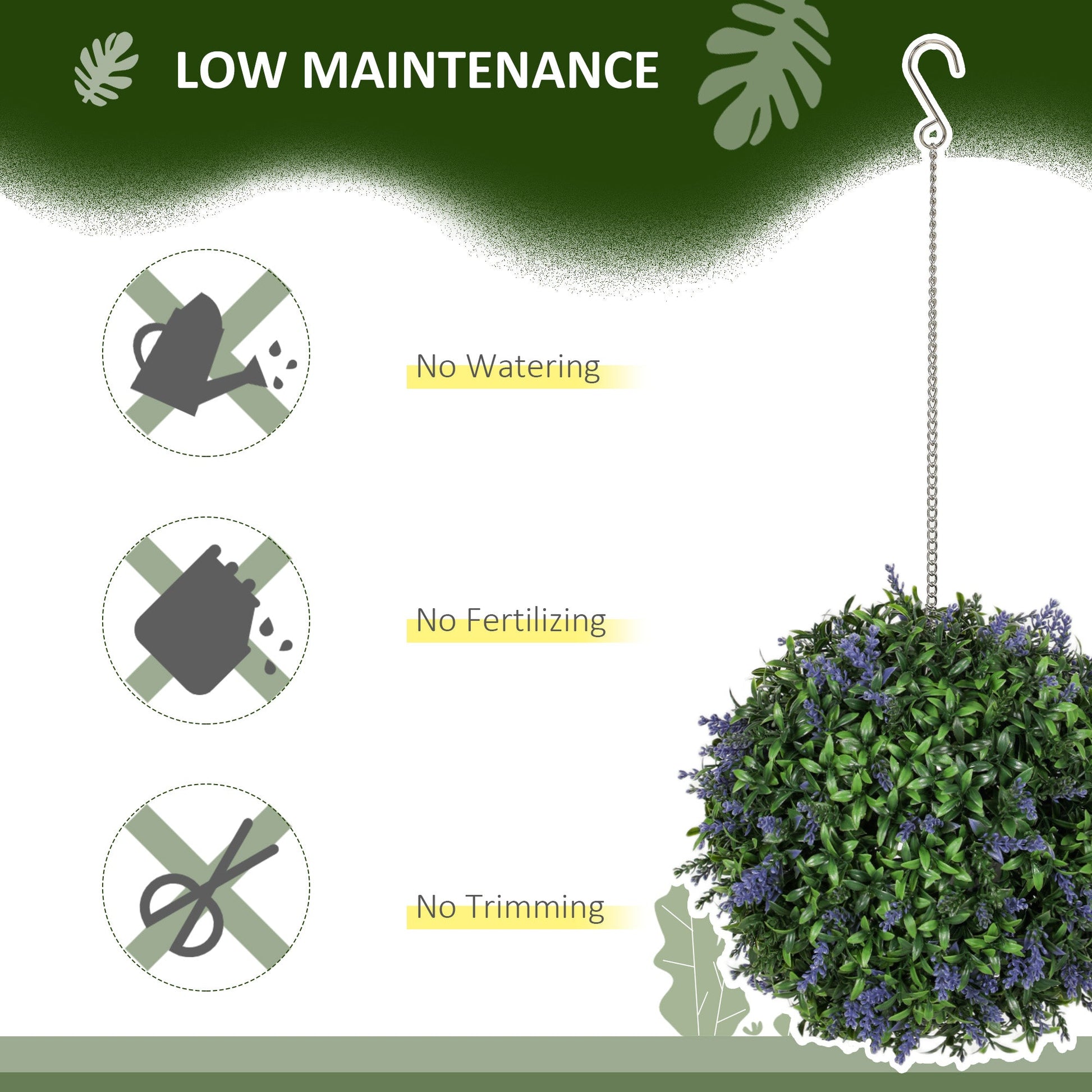 Set of 2 Purple Artificial Topiary Balls with UV Protected Leaves and Flowers
