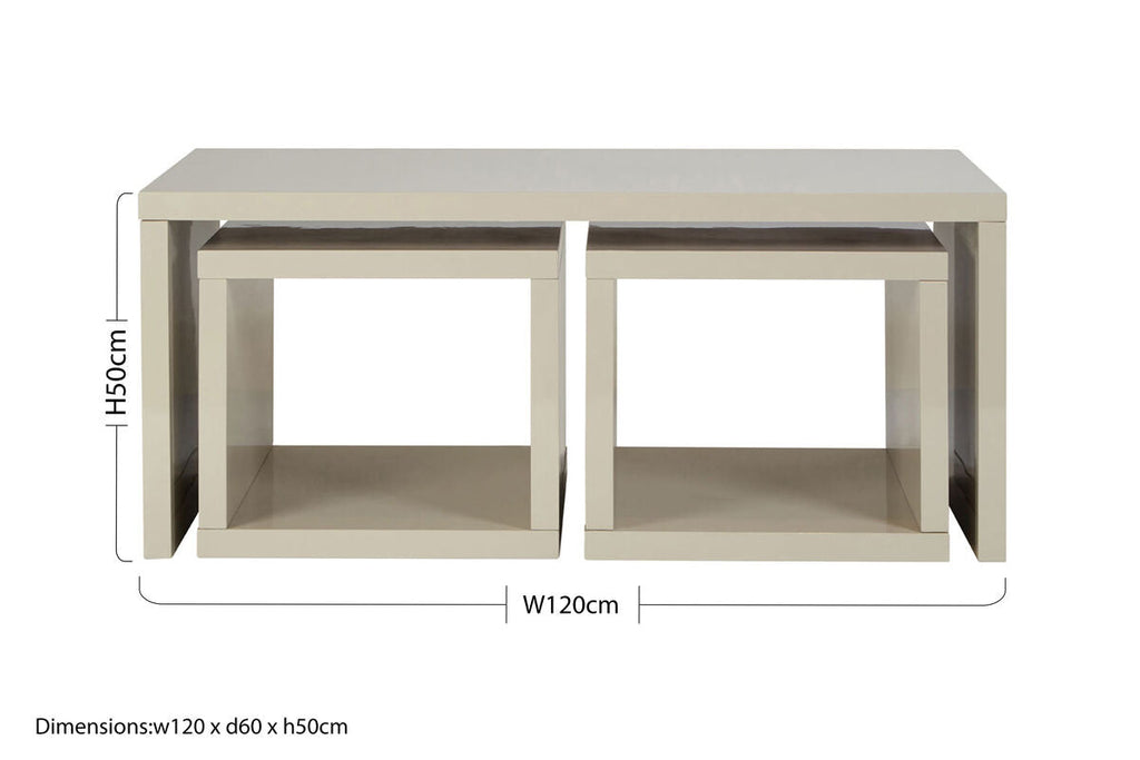 Grey Wood Coffee Table with 2 Nesting Under Tables