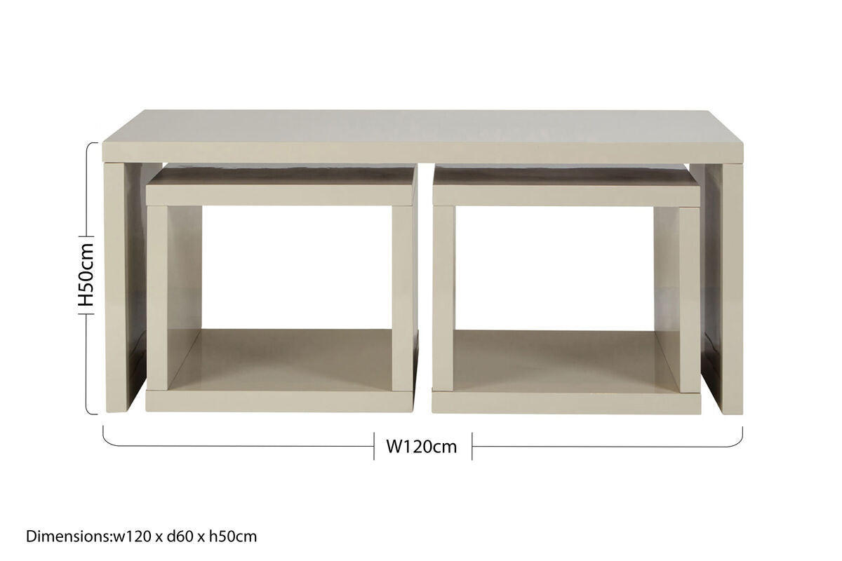 Grey Wood Coffee Table with 2 Nesting Under Tables