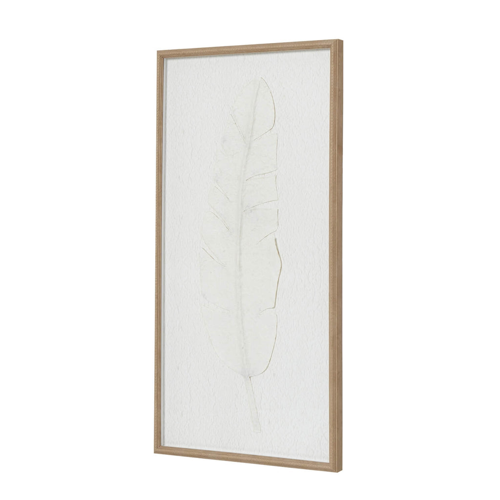 Minimalist white feather artwork in beaded frame, modern home decor for Scandinavian or coastal interiors by sostter at brixbailey.com