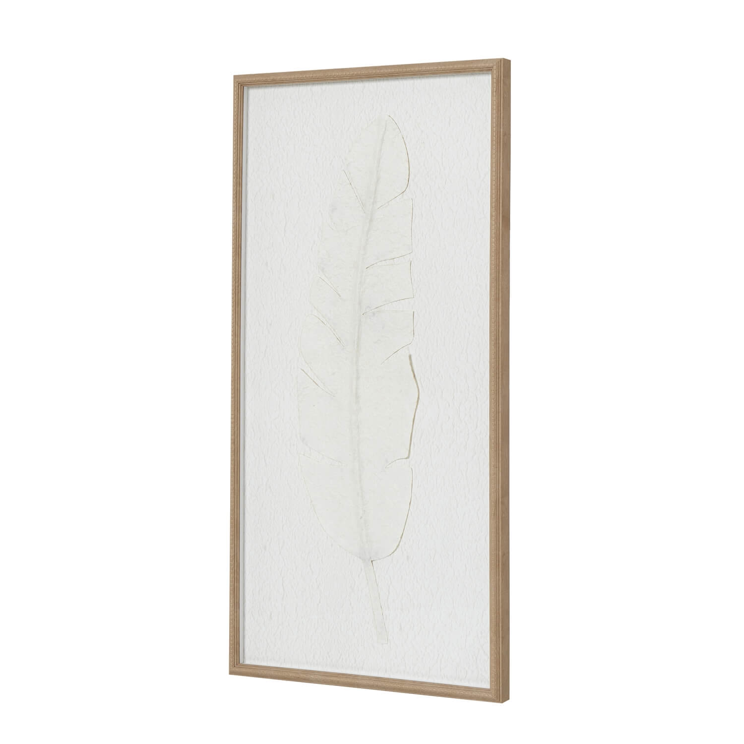 Minimalist white feather artwork in beaded frame, modern home decor for Scandinavian or coastal interiors by sostter at brixbailey.com