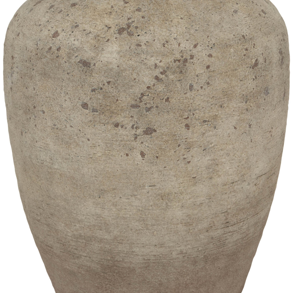 Handcrafted grey Deruta ceramic vase with mottled texture, 40cm tall, perfect for modern or traditional decor. by Sostter at brixbailey.com