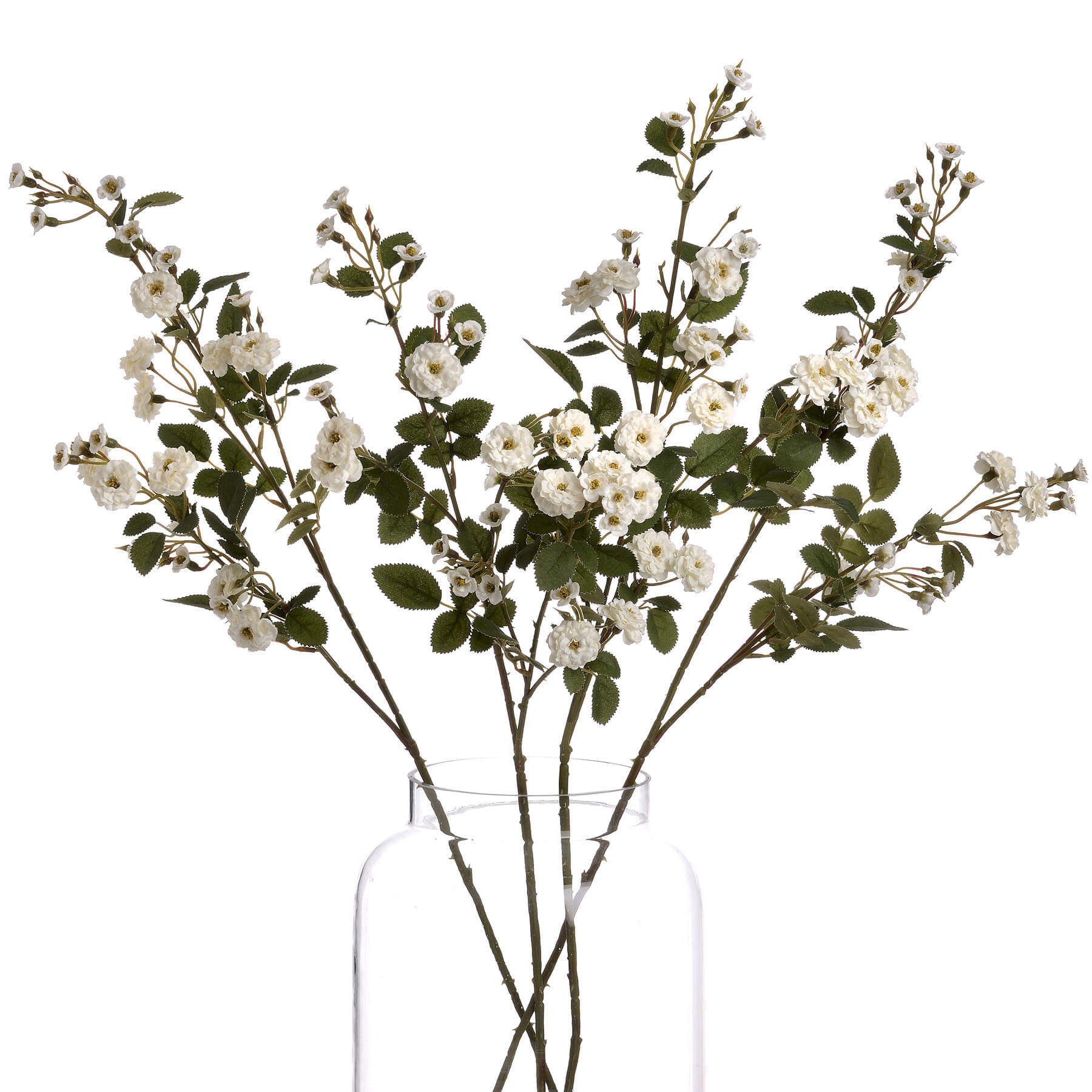 White wild meadow rose floral spray with lifelike plastic petals for minimalist home decor by sostter at brixbailey.com