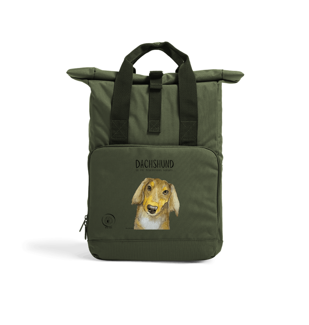 Long Haired Dachshund Roll Top Backpack