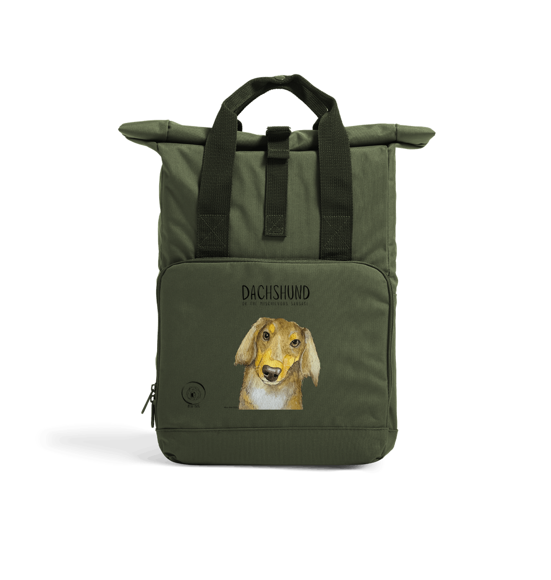 Long Haired Dachshund Roll Top Backpack