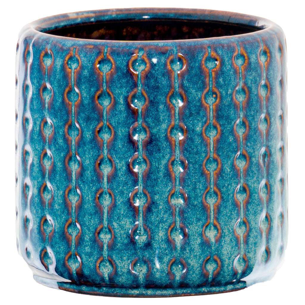 Handcrafted indigo ceramic planter with deep blue glaze, Mediterranean-inspired coastal modern design. by RoomLondon at brixbailey.com