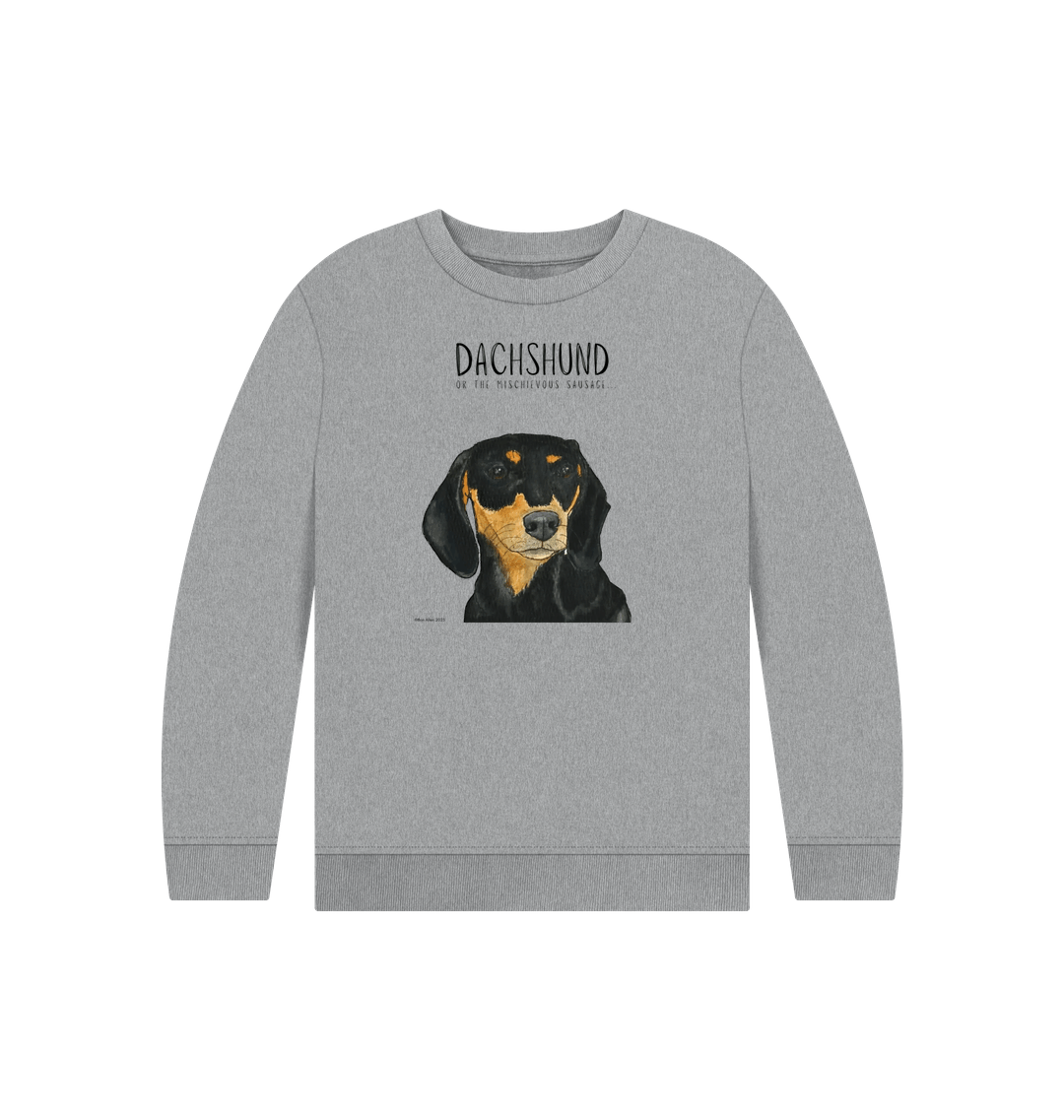 Snuggly Black and Tan Sausage Dog Kids Sweatshirt