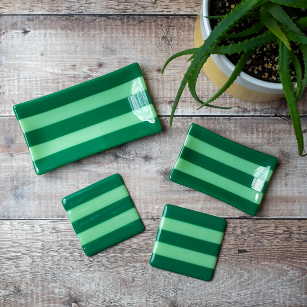 Striped Dual Coloured Glass Coaster 10cm Bullseye