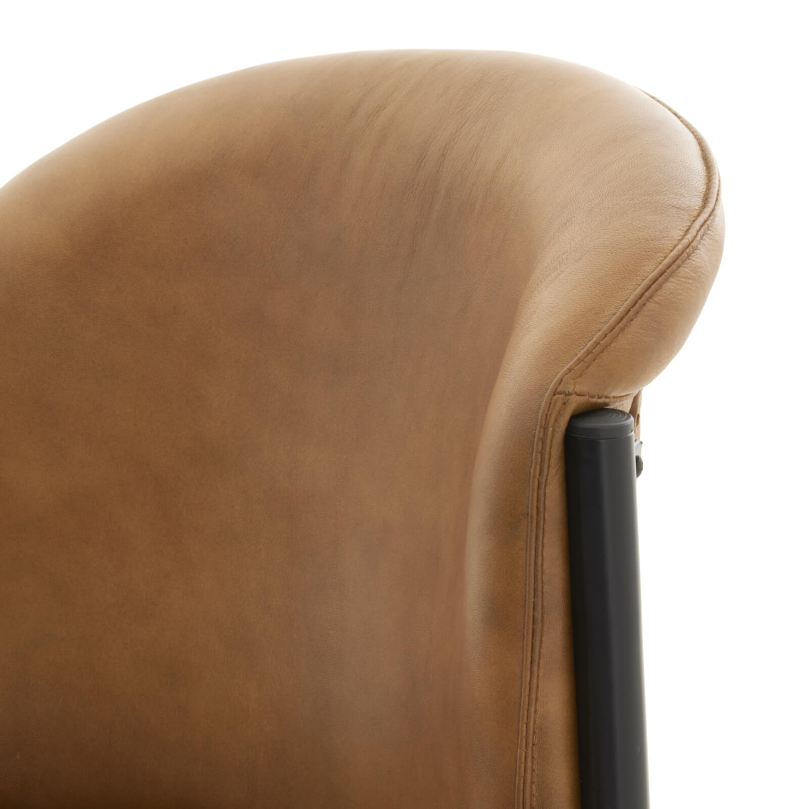 Billy leather dining chair in rich brown with curved ergonomic design and metal frame by Sostter at brixbailey.com