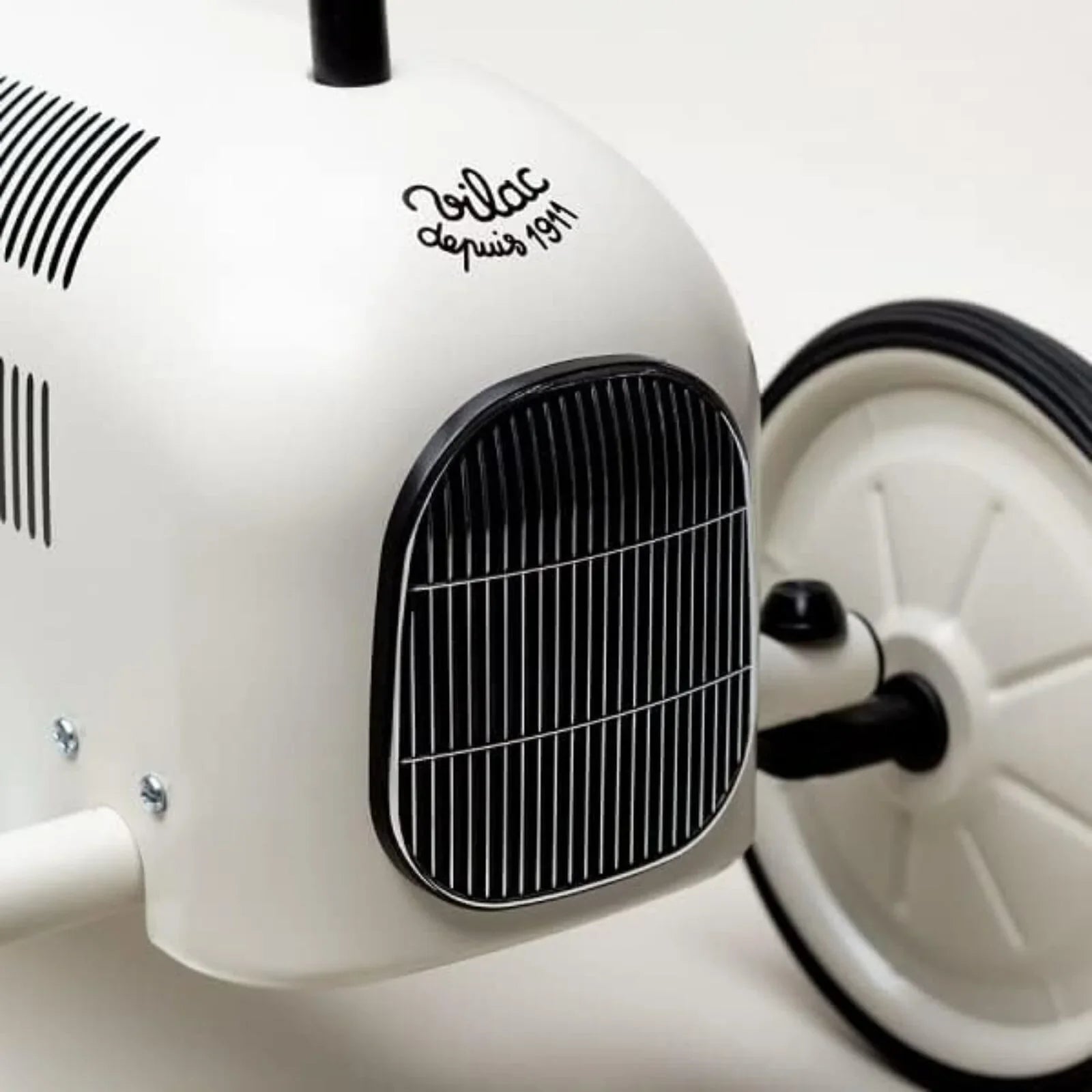 Off White Metal Ride On Car Toy