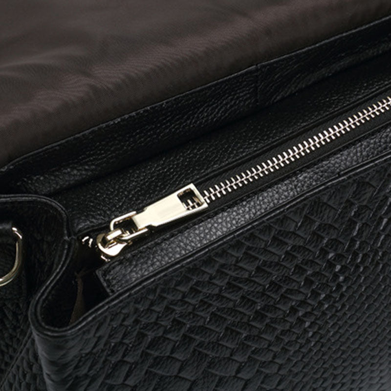 Genuine Leather Woven Crossbody Bag for Women