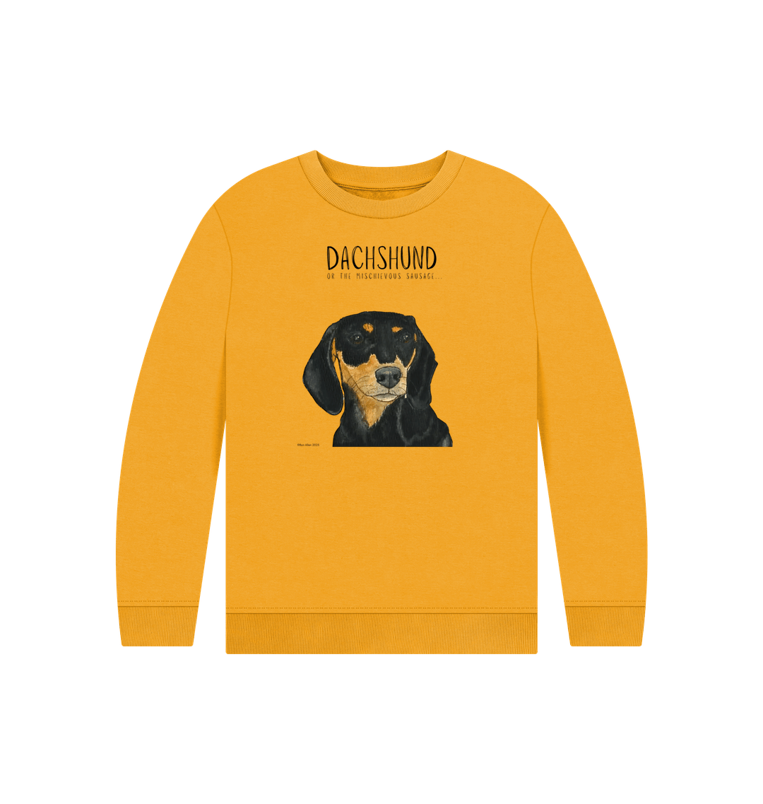 Snuggly Black and Tan Sausage Dog Kids Sweatshirt