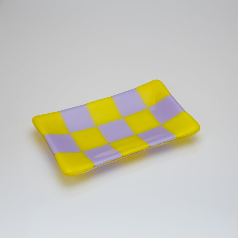 Chequered Dual Colour Medium Glass Tray 15cm
