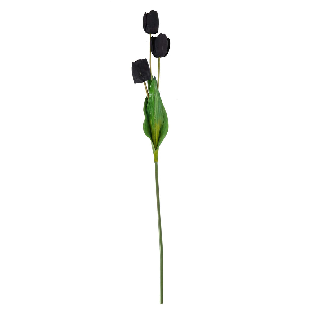 Tall black triple tulip stem floral arrangement, 42.5 inches, matte finish, modern home decor centerpiece by sostter at brixbailey.com