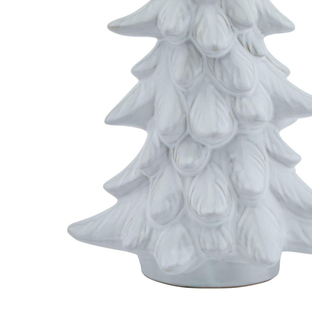 Frosted fir tree sculpture with snow-dusted branches, white Nordic winter decor, 40cm tabletop centerpiece by Sostter at brixbailey.com