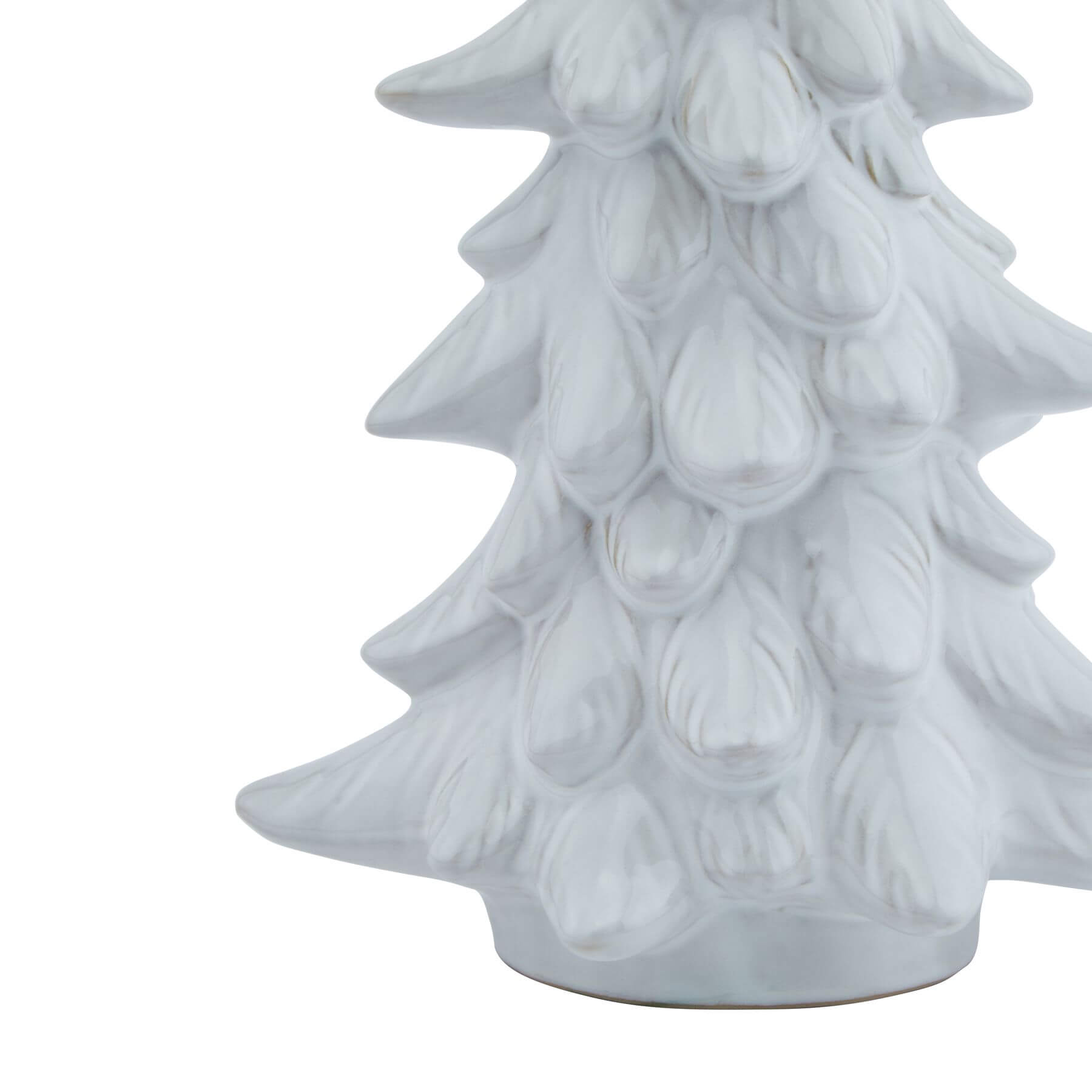 Frosted fir tree sculpture with snow-dusted branches, white Nordic winter decor, 40cm tabletop centerpiece by Sostter at brixbailey.com