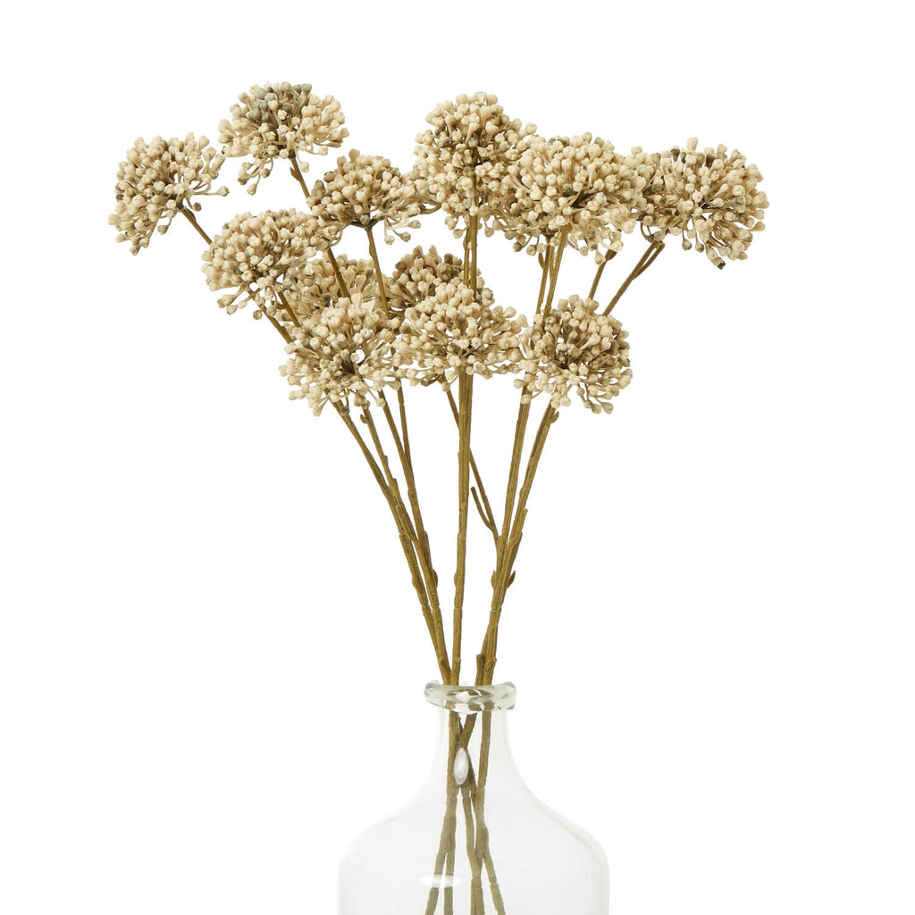Brown Allium Spray artificial flowers with realistic spherical blooms in warm earthy tones, 60cm tall. by RoomLondon at brixbailey.com