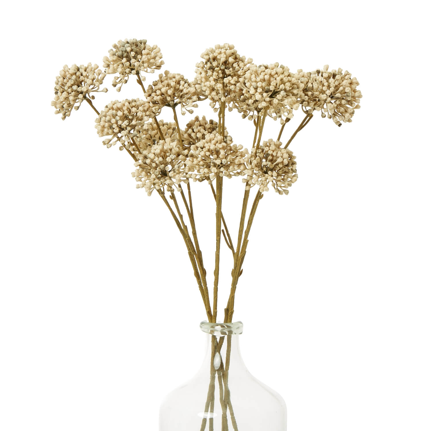 Brown Allium Spray artificial flowers with realistic spherical blooms in warm earthy tones, 60cm tall. by RoomLondon at brixbailey.com