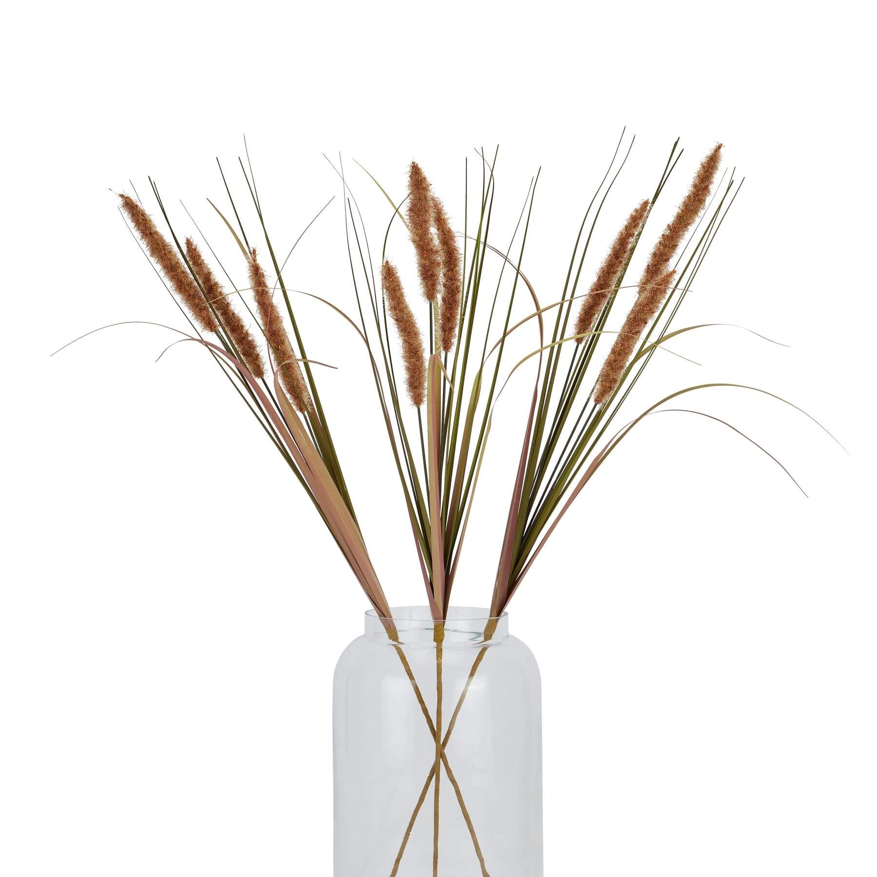 Three lifelike terracotta grass stems in warm brown, 80cm tall, for rustic or boho home decor by RoomLondon at brixbailey.com