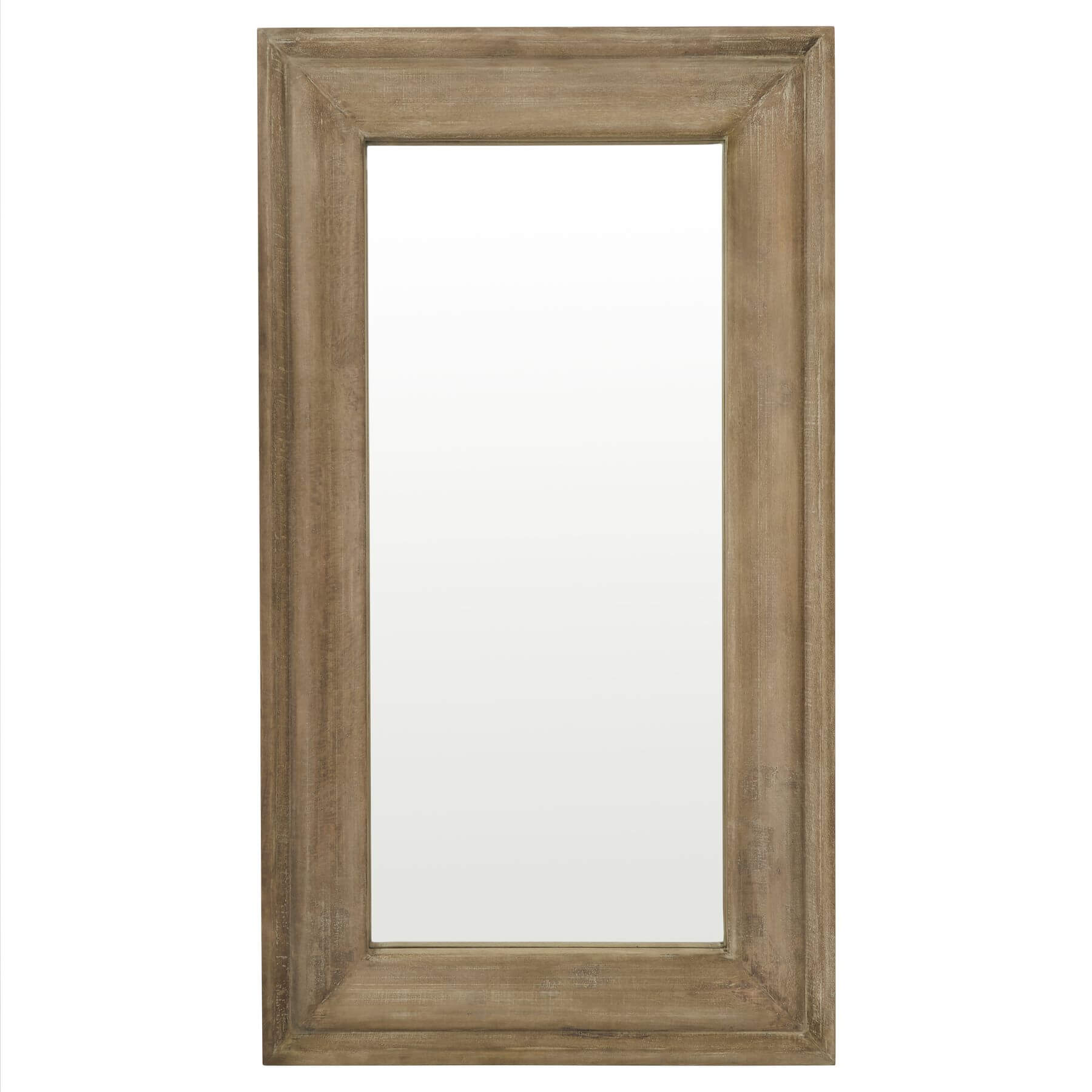 Full-length bleached hardwood mirror with warm patina, Parisian-style frame, 200cm tall, for modern or traditional interiors by Sostter at brixbailey.com